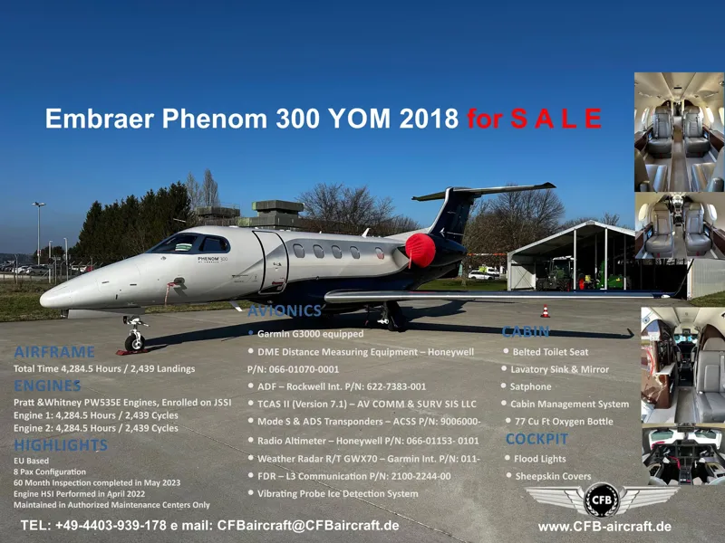 2018 Embraer Phenom 300 for sale